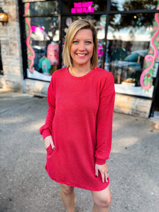 Long Sleeve Ribbed Dress | Multiple Colors