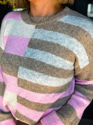 Pink Aspen Colorblock Sweater