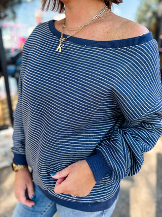 Unwind Off Shoulder Stripe Top