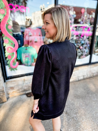 Black Uptown Hour Textured Dress
