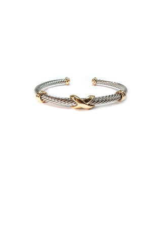 Silver Wired Cuff with Gold X Bracelet