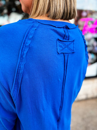 Blue Refined Raglan Long Sleeve Top
