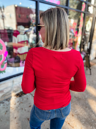 Red Hold Tight Longe Sleeve Top