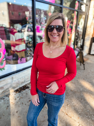 Red Hold Tight Longe Sleeve Top