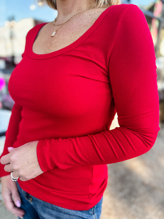 Red Hold Tight Longe Sleeve Top