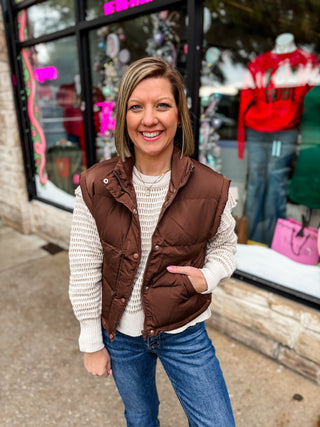 Chocolate Frosty Fox Puffer Vest