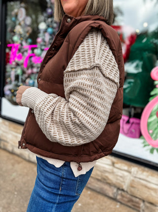 Chocolate Frosty Fox Puffer Vest