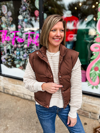 Chocolate Frosty Fox Puffer Vest