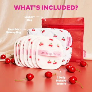 Cherry Crush 7 Day Makeup Eraser Bag Set
