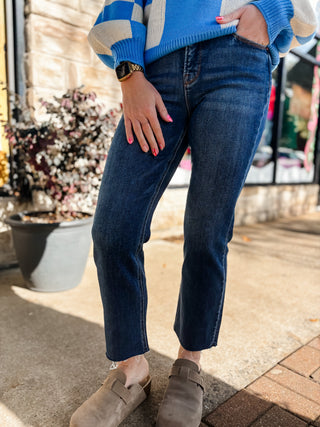 Dark Wash Crop Straight Jeans | Risen