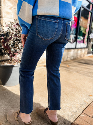 Dark Wash Crop Straight Jeans | Risen