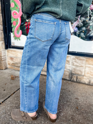 Crop High Rise Baggy Wide Jeans | Vervet