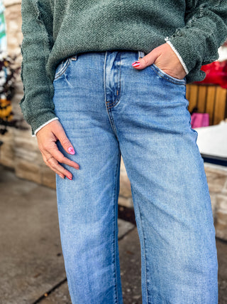 Crop High Rise Baggy Wide Jeans | Vervet