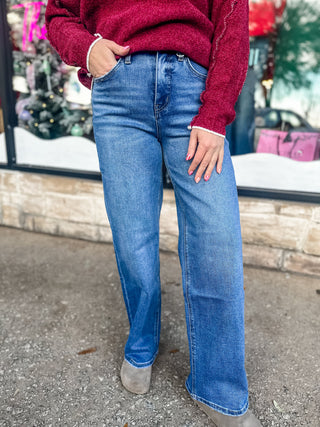 Tummy Control High Rise Baggy Wide Jeans | Vervet