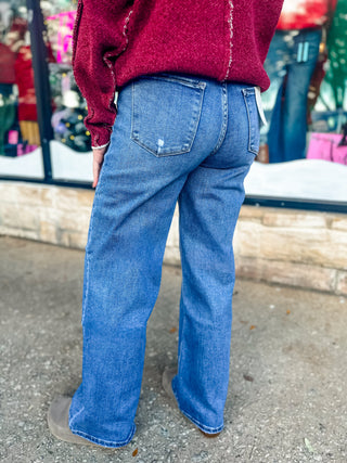 Tummy Control High Rise Baggy Wide Jeans | Vervet