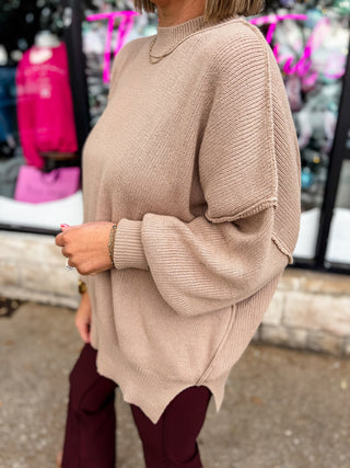 Taupe Theory Tunic Sweater