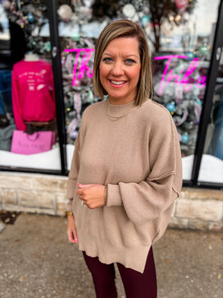 Taupe Theory Tunic Sweater