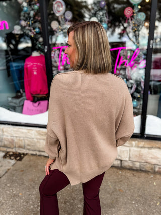 Taupe Theory Tunic Sweater