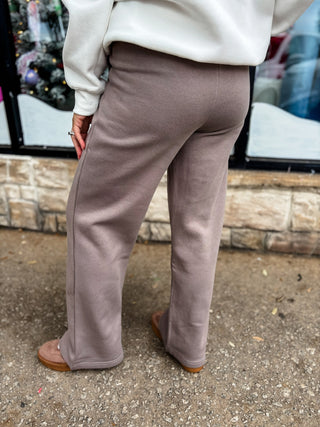 Taupe Fleece Pleated Trouser