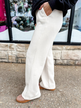Bone Fleece Pleated Trouser