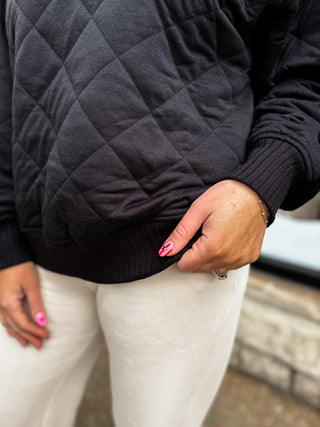 Black Quinn Quilted Pullover
