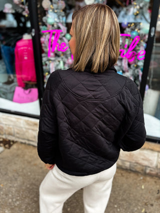 Black Quinn Quilted Pullover