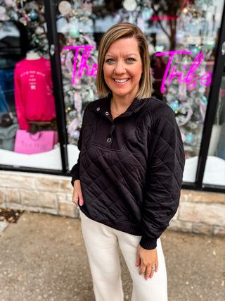 Black Quinn Quilted Pullover