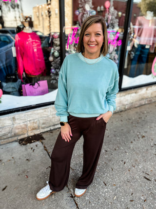 Blue Grey Fleece Pigment Dyed Pullover