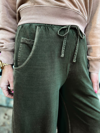 Dark Olive Cloudwash Terry Lounge Pants