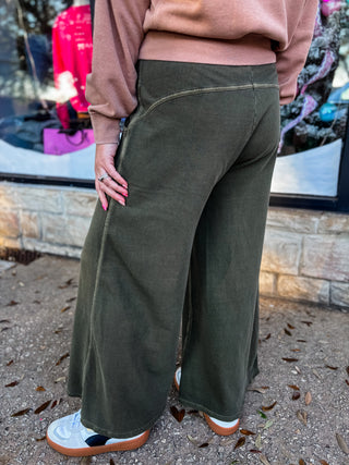 Dark Olive Cloudwash Terry Lounge Pants