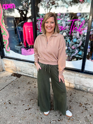 Dark Olive Cloudwash Terry Lounge Pants