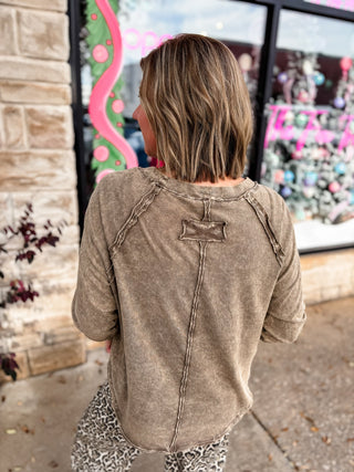 Mocha Washed Thumbhole Top