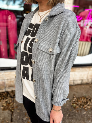 Heather Grey Button Up Shacket