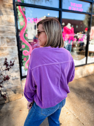 Violet Fleece Pigment Dyed Pullover