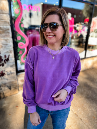 Violet Fleece Pigment Dyed Pullover