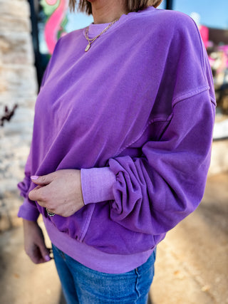 Violet Fleece Pigment Dyed Pullover