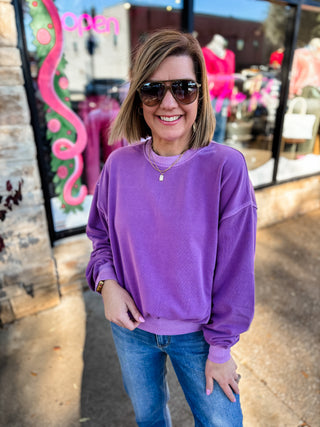 Violet Fleece Pigment Dyed Pullover