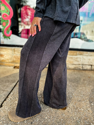 Mineral Wash Ribbed Side Panel Wide Pants | Multiple Colors