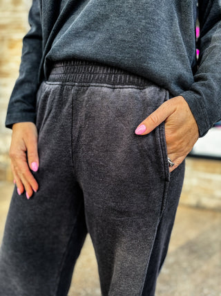 Mineral Wash Ribbed Side Panel Wide Pants | Multiple Colors