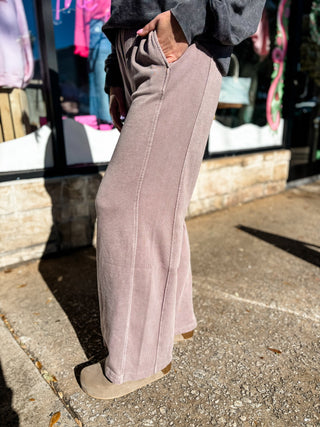 Mineral Wash Ribbed Side Panel Wide Pants | Multiple Colors