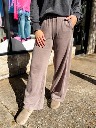 Mineral Wash Ribbed Side Panel Wide Pants | Multiple Colors