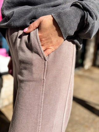 Mineral Wash Ribbed Side Panel Wide Pants | Multiple Colors