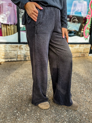 Mineral Wash Ribbed Side Panel Wide Pants | Multiple Colors
