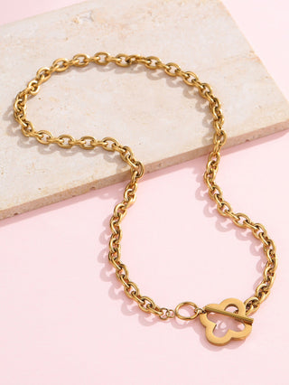Stainless Steel Clover Toggle Necklace