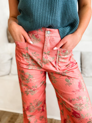 Blush Pressed Petals Wide Leg Pants