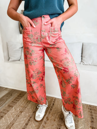 Blush Pressed Petals Wide Leg Pants