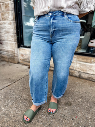 High Rise Crop Mild Barrel Cuffed Jeans | Risen Jeans