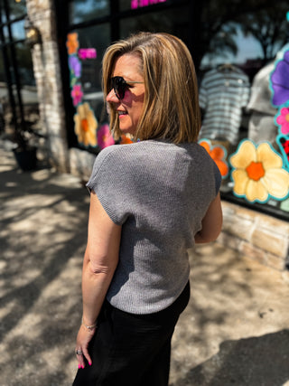 Gray Everyday Essential Short Sleeve Knit
