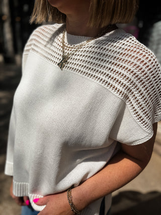 Off White Breezy Knit Cap Sleeve Sweater