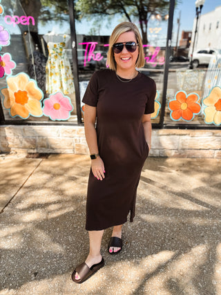 Chocolate Cotton T-Shirt Midi Dress